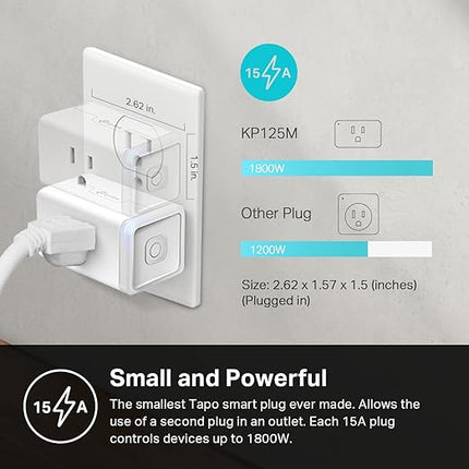 Kasa Smart Plug, Matter Compatible, Energy Monitoring - 2-Pack, White (Open Box)