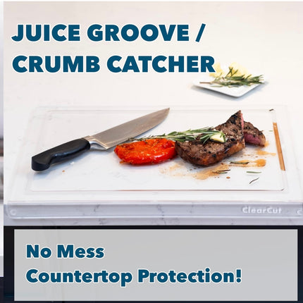 ClearCut Acrylic Cutting Board with Juice Groove, Non-Slip Counter Lip, 18 x 14 Inch - New Open Box