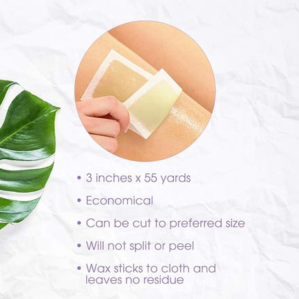 Satin Smooth Non-Woven Waxing Cloth Roll for Hair Removal, 3 in x 55 yards