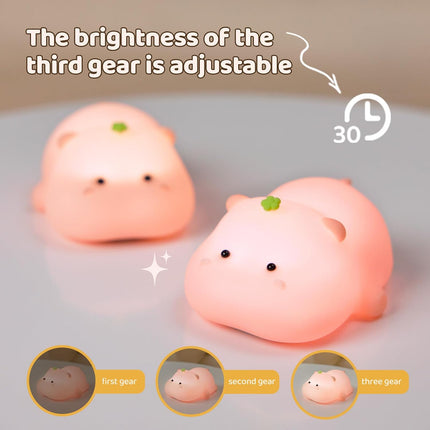 Hippo Night Light for Kids - Cute Silicone Baby Lamp, Dimmable Light-Up Hippo New