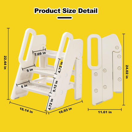 Foldable Toddler 3 - Step Step Stool for Bathroom Sink & Toilet Non-Slip Kids Stool 150lb Capacity New