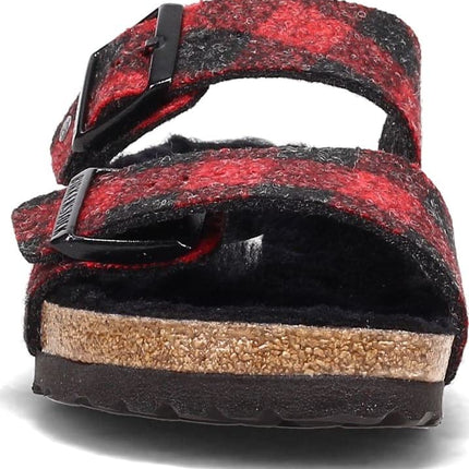 Birkenstock Arizona Shearling Sandals Red Wool Size 9 Women’s New
