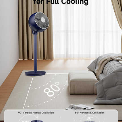 AIRMATE 9" Standing Fan with Remote Dark Blue New