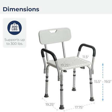 Drive Medical Adjustable Shower Chair with Back & Padded Arms - Open Box