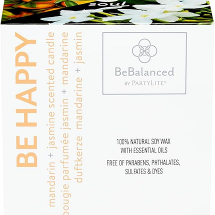 PartyLite Be Happy Mandarin + Jasmine Jar Candle, 40-50 Hour Burn Time - 8 Oz