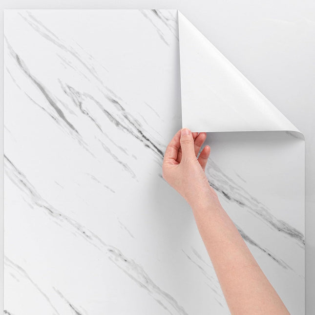 Glossy Marble Peel and Stick Contact Paper for Countertops and Cabinets - 23.6" x 236" - Gray and White - New