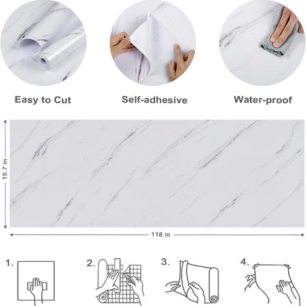 Glossy Marble Peel and Stick Contact Paper for Countertops and Cabinets - 23.6" x 236" - Gray and White - New