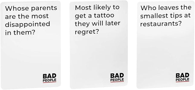 Bad People - Find Out What Your Friends Really Think of You - Hilarious Adult Party Game - Ages 17+