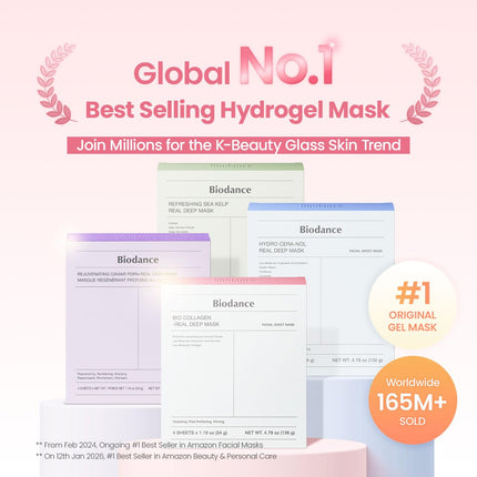 BIODANCE Bio-Collagen Real Deep Mask, Hydrating Overnight Hydrogel Face Mask, Pore Minimizing - 4 Pack