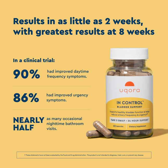 Uqora In Control Bladder Support - Daily Bladder Care & Support for Urinary Comfort 60 Caps