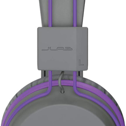 JLab JBuddies Studio On-Ear Kids Wired Headphones with Mic - Graphite/Purple - New