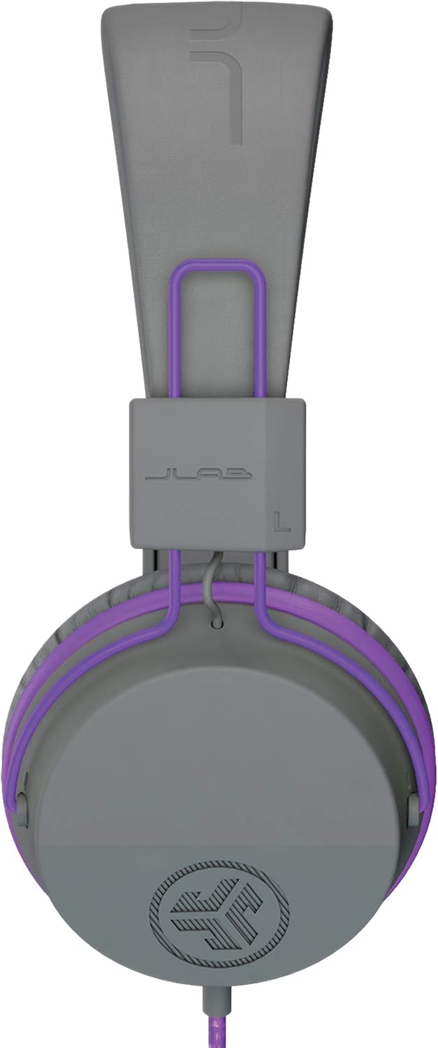 JLab JBuddies Studio On-Ear Kids Wired Headphones with Mic - Graphite/Purple - New