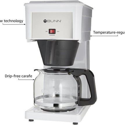 BUNN GRW Classic Velocity Brew 10-Cup Home Coffee Brewer - White, New