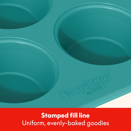 SO YUMMY by bella Baker’s Dozen Muffin Pan, 13 Round Cups Metal Baking Pan w Nonstick Coating
