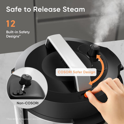 COSORI Pressure Cooker 6QT, Stainless Steel, 9-in-1 Multi Cooker, 12 Safety Features,