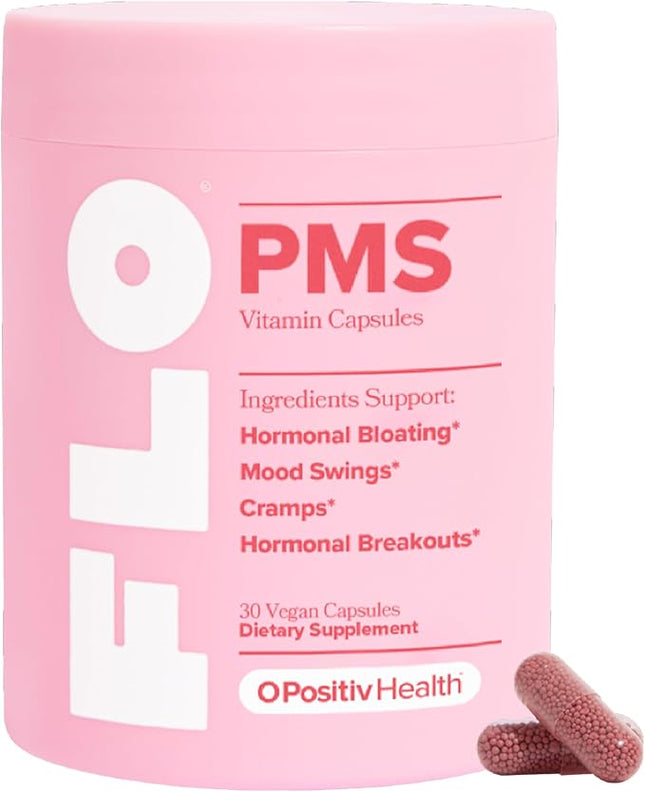 O Positiv FLO PMS Vitamins for Women, 30 Servings (Pack of 1) - Proactive PMS Relief - EXP. 4/2027