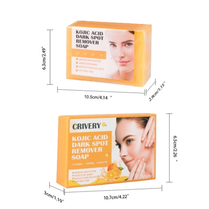 CRIVERY 2PCS Kojic Acid Soap - Lemon Turmeric & Orange Vitamin C Handmade Soap New