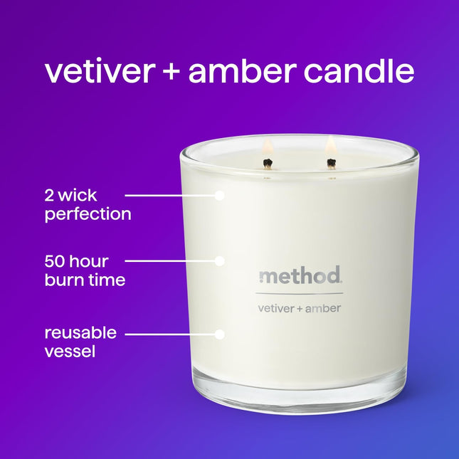 Method Premium Soy Candle, Vetiver + Amber, 2 Wick - 14 Oz