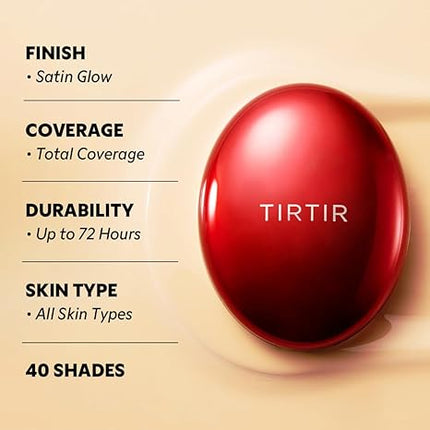 TIRTIR Mask Fit Red Cushion Foundation | Full coverage, Weightless 17 C Porcelain - 0.63 Oz