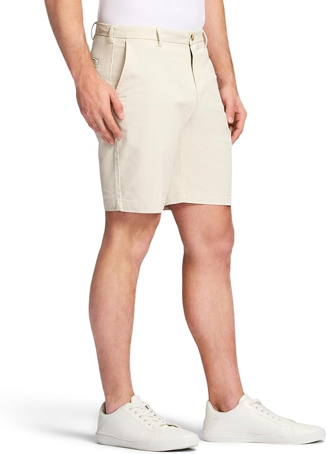 IZOD Men's Saltwater 9.5" Flat Front Chino Shorts, Off White, New Without Tags, Size 42,36