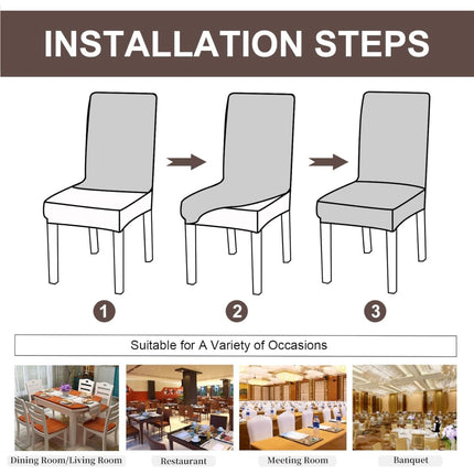 Genina Waterproof Dining Room Chair Covers Set of 6 - Stretch Parsons Chair Slipcovers, Pattern2-Beige - Open Box