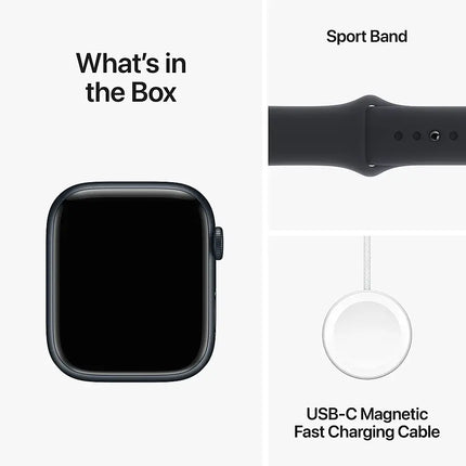 Apple Watch Series 9 (GPS) 45mm Aluminum Case - New, Midnight Sport Band - S/M (2023)