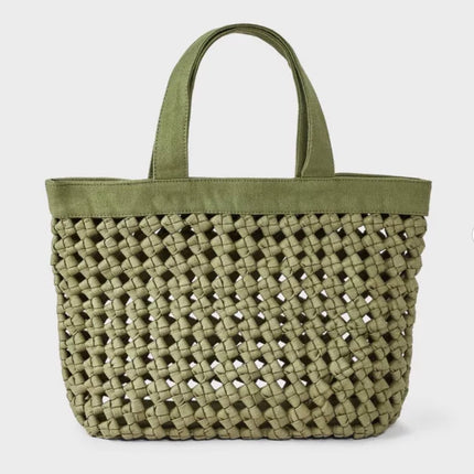 Waxed Cotton Woven Cord Tote Bag - Universal Thread™ Green