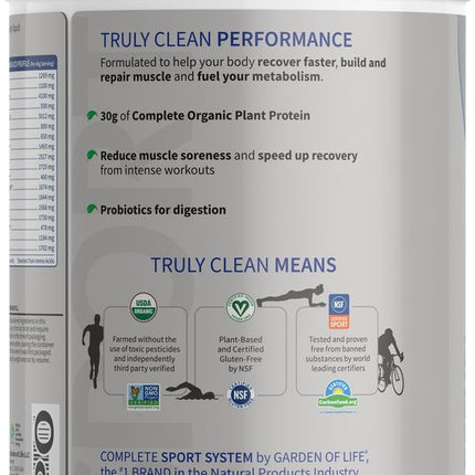 Garden of Life Sport Organic Plant-Based Protein Vanilla - NSF Certified, 19 Servings New Exp 4/4/2026