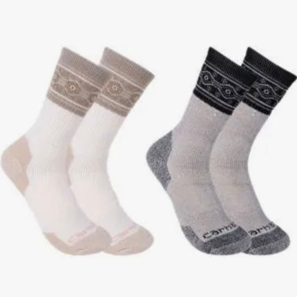 Carhartt Women's Cold Weather Heavyweight Crew Sock Seasonal Striped Crew Socks, Wool Blend 4-Pairs Size 7-9.5