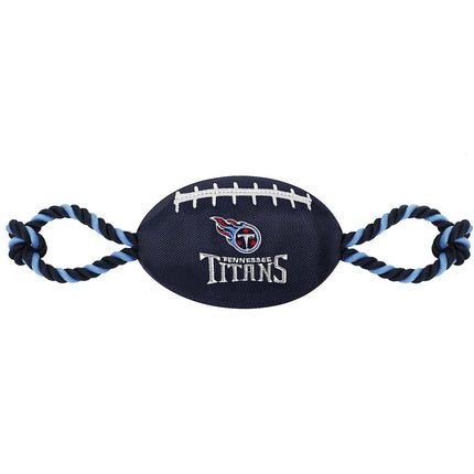 Pets First Nylon Football Tough Squeaky Dog Chew Toy, Tennessee Titans