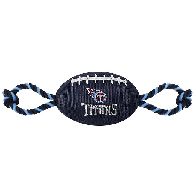 Pets First Nylon Football Tough Squeaky Dog Chew Toy, Tennessee Titans
