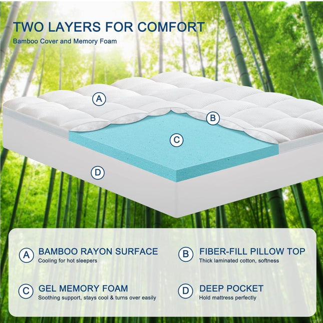 BedLuxury Dual Layer 3-Inch Memory Foam Mattress Topper - Full Size (54x75) - New Open Box