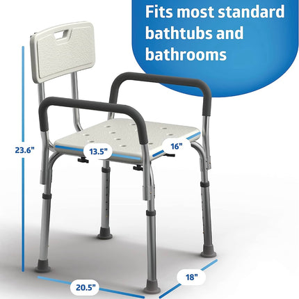 Guardian Adjustable Shower Chair with Backrest and Armrests, New Open Box