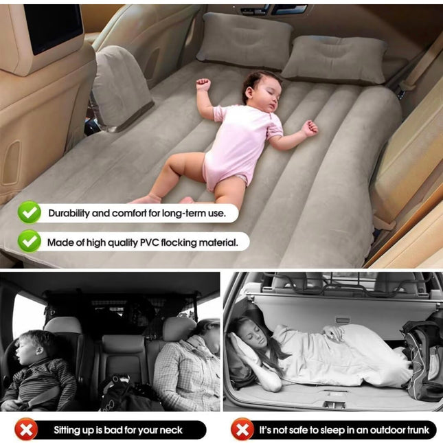 SUV Air Mattress - Thickened & Inflatable Car Back Seat Sleeping Pad with 2-in-1 Air Pump, Portable Camping Bed - New Open Box (Missing Pillows)