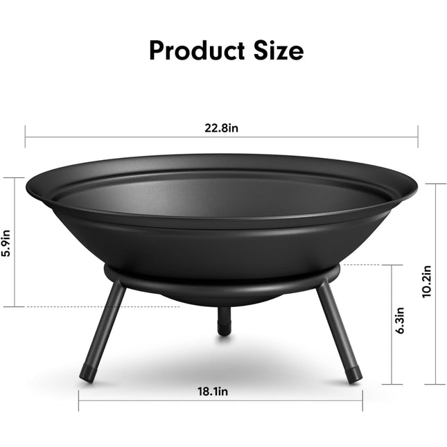 AMAGABELI GARDEN & HOME Fire Pit 22.6in with Drain Hole - New Open Box