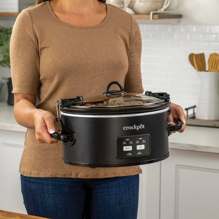 Crock-Pot 6qt Cook & Carry One Touch Programmable Slow Cooker - Matte Black, Open Box
