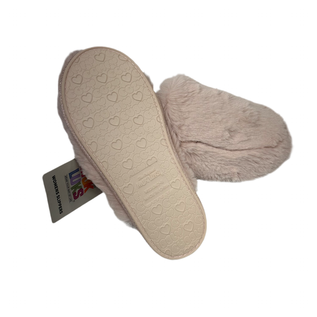 Muk Luks Women’s Blush Fuzzy Slippers, Size M, Open Box (No Box)