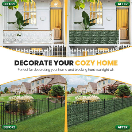 KASZOO Artificial Ivy Privacy Fence Screen, 120x40in - Green, Open Box