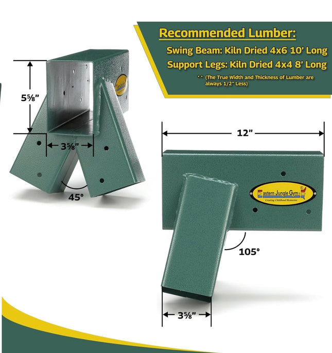 Eastern Jungle Gym Easy 1-2-3 A-Frame Swing Set Brackets - Heavy-Duty Hardware, Open Box