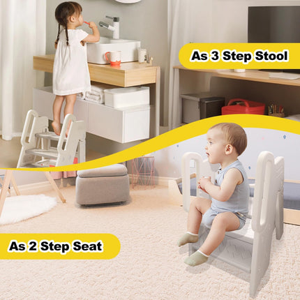 Foldable Toddler 3 - Step Step Stool for Bathroom Sink & Toilet Non-Slip Kids Stool 150lb Capacity New