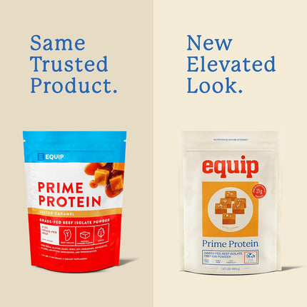 Equip Foods Prime Protein Powder | Clean, Grass Fed Beef Protein Powder, Carnivore Protein Isolate - Salted Carmel 30 Servings