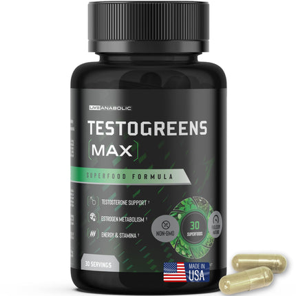 Live Anabolic - TestoGreens Max - Men’s Daily Greens Capsule Supplement - 30 Count