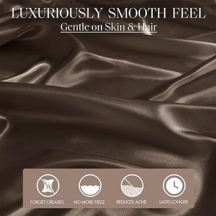 Madison Park Essentials Satin Sheet Set - King, Chocolate, 6-Piece (Open Box)