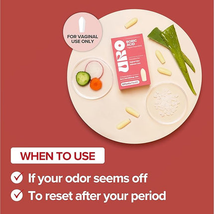 O Positiv URO Boric Acid Vaginal Suppository – with Lactic Acid, and Aloe for Fast Relief and Vaginal Odor Control - 12 CT EXP. 11/2027