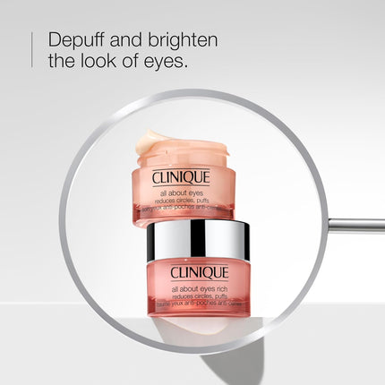 Clinique All About Eyes Lightweight Eye Cream With Vitamin C | Hydrating, Brightening, Depuffing + Dark Circle Reducing, Mini Travel Size, 0.5 Ounce