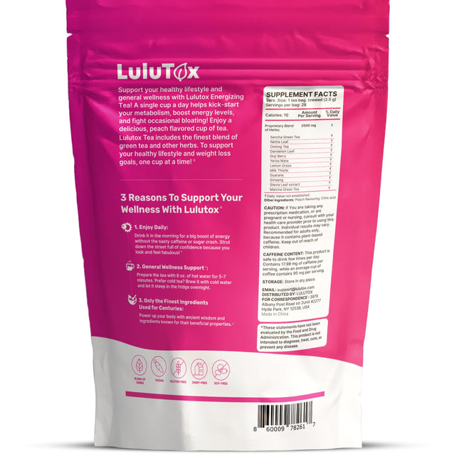 LULUTOX Detox Tea - Herbal Blend with Dandelion, Ginseng, and Ginger - Supports A Healthy Weight, Digestive Health