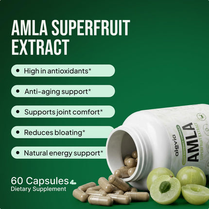 Alevia Organic Amla Capsules 1000mg – Indian Gooseberry Amla Fruit Supplement  - 60 Count