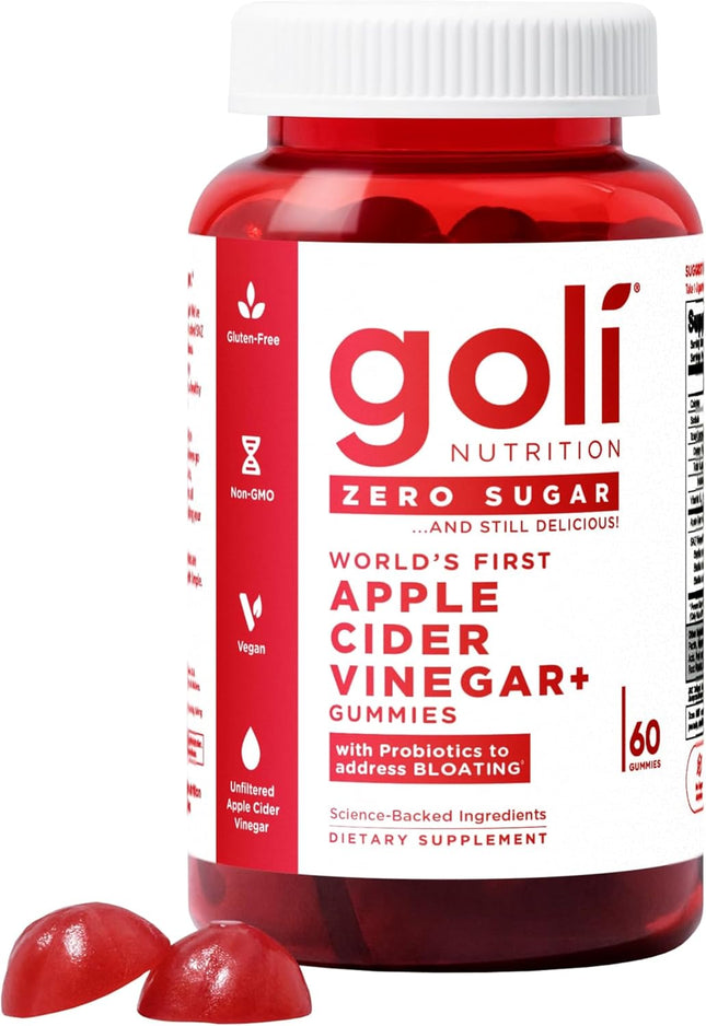 Goli Zero Sugar Apple Cider Vinegar Gummies - ACV with Vitamin B12 and Probiotics