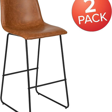 Flash Furniture Reagan 24" LeatherSoft Barstools Set of 2 Light Brown Open Box
