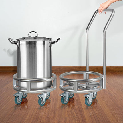 Stainless Steel Stock Pot Stand w/ Wheels 21x48cm Mobile Rack Silver Open Box